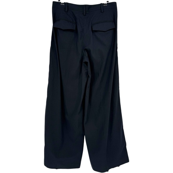 Banana Republic Linen-Blend Wide Leg Pleated Trouser in Black Size 12 - Picture 3 of 11